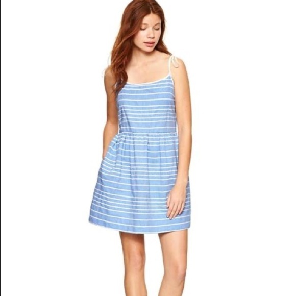 Gap Fit & Flare Striped Dress in Barclay Blue  Size 8 - Picture 1 of 4